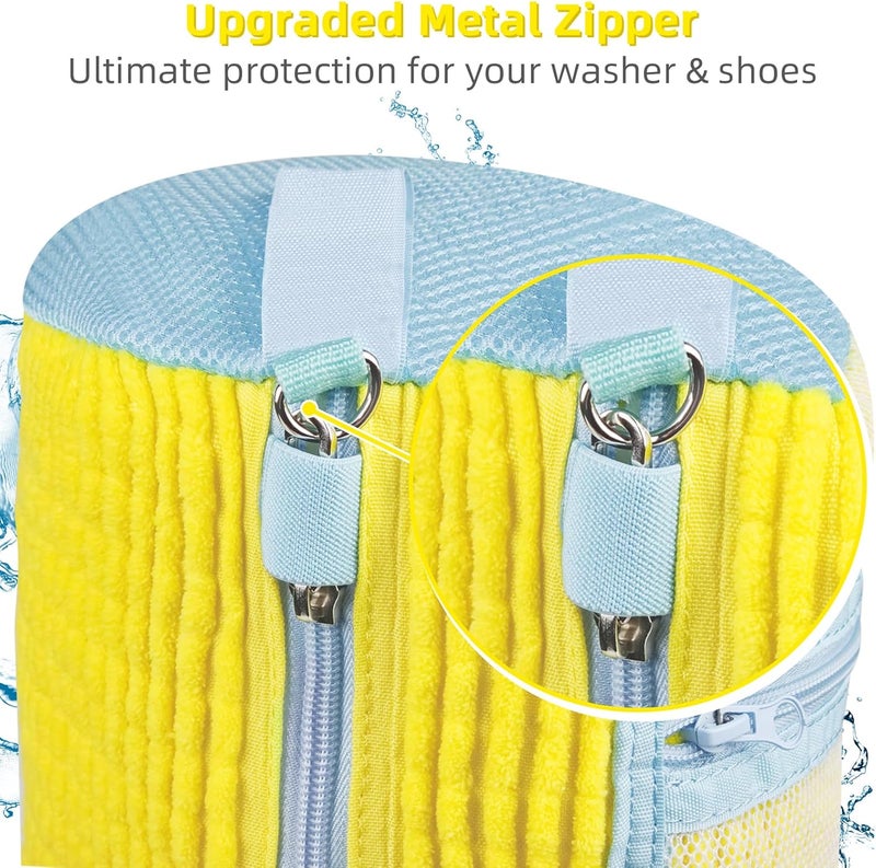 DOBVDLA Shoe Washing Machine Bag | Laundry Shoe Bag for Washer and Dryer, 1pcs Reusable Shoes Cleaner Bags, Chenille Microfiber for Sneakers Tennis Shoes, Zipper with Lock Ring - Image 2